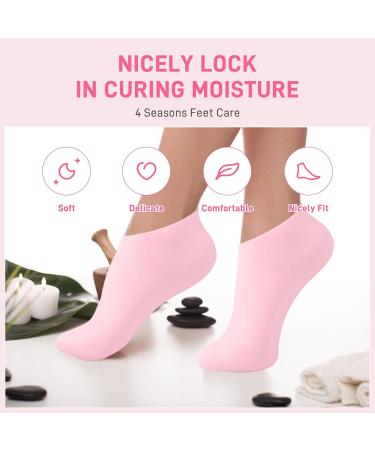 5 Pairs Silicone Moisturizing Socks for Women - Soft Foot Care for Dry Cracked Feet - Skin Color Pink - Buy Online on GoSupps.com
