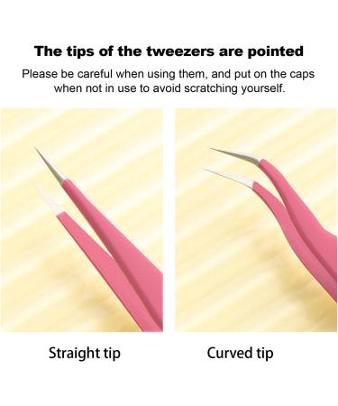Xnivuis Eyelash Pliers Set - 4 Precision Tweezers for Eyelash Extensions & Electronics Repair (Straight & Curved Tips - Pink) - Buy Online on GoSupps.com