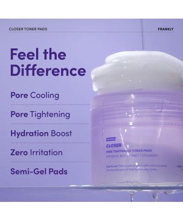 FRANKLY Pore Closer Toner Pads l Rice Jelly Pads with 9 Peptides Vegan Collagen Rice Extract l Pore Minimizer l Hydrating for All Skin Types l Korean Skin Care | 70 Count - Buy Online on GoSupps.com