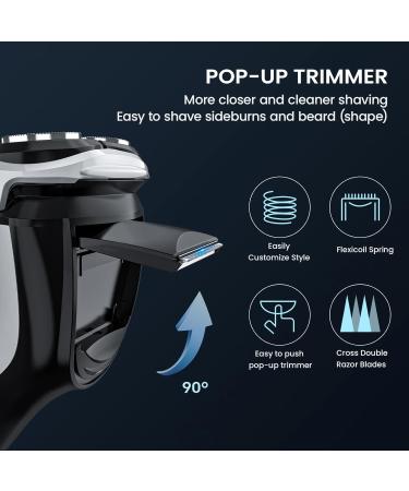 SweetLF Electric Razor for Men - 100% Waterproof Rechargeable Shaver with Pop-Up Beard Trimmer | Cord & Cordless Floating Head (Navy Blue) - Shop Now - Buy Online on GoSupps.com