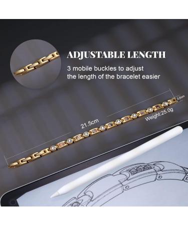 Rainso Women's Titanium Steel Health Bracelet - Golf Magnetic Therapy with Rhinestone & Smart 3 Buckle System in Gold - International Shipping Available - Buy Online on GoSupps.com
