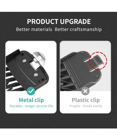 Wahl Clipper Guards Professional with Metal Clip - 10 Cutting Lengths - Fits Most Wahl Clippers - Premium Holder Stand Included (10 Pack) Black - Buy Online on GoSupps.com