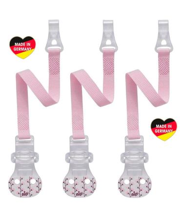 Pack of 3 Metal-Free BPA-Free NIP Pacifier Straps - Pastel Rose Pacifier Chains with Hooks for International Shipping - Buy Online on GoSupps.com