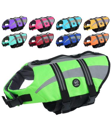 Emust rescue vest for large dogs dog swimming vest for small/medium-sized/large dogs with double rescue handles high-reflecting dog protection for swimming green l l green