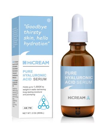 Hyaluronic Acid Serum for Face, Brightening Serum - Even Skin Tone, 100% Pure Anti Aging, Intense Hydration Moisture Non greasy Paraben Free, Water-based Skincare for Face (2 Oz) 2 Fl Oz (Pack of 1)
