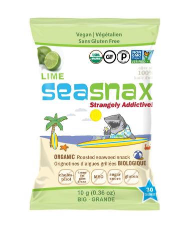 SeaSnax Organic Roasted Seaweed Snack, Lime, 0.36 Ounce (Pack of 12)