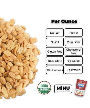 MiNU Organic Dry Roasted Unsalted Peanuts 16 oz - Keto Paleo Snack | MiNU Mindful Nutrition Superfood Protein Vegan NonGMO Gluten Free Valencia Peanuts - Buy Online on GoSupps.com