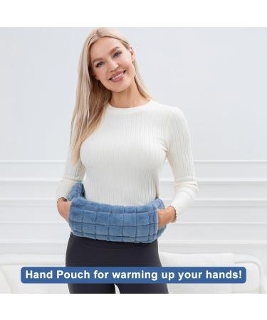 OWOZOI Long Hot Water Bottle with Soft Furry Cover - 72cm Full Body Wrap, Waist Hot Water Bottles for Pain Relief, Neck & Shoulder Thermotherapy - Blue - Buy Online on GoSupps.com