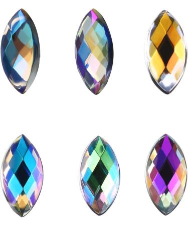 2000 Pieces Shiny AB Rhinestones Flat Back with Tweezer Horse Eye Rhinestones Nail Rhinestones Gems Decorations for Nail Supplies Crafts - Buy Online on GoSupps.com