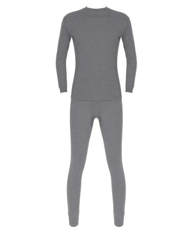 TSSOE Men's Fleece Lined Thermals Underwear Base Layer Long John Set Sleepwear Shirt & Pants 2 Piece Suit Dark Gray XX-Large