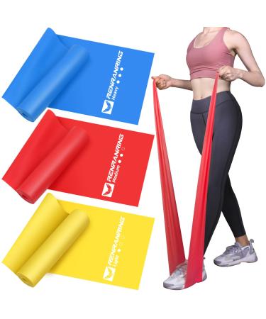 Resistance Bands Set, Exercise Bands for Physical Therapy, Yoga, Pilates, Rehab and Home Workout, Non-Latex Elastic Bands Set of 3 Yellow,Red,Blue 4.9FT