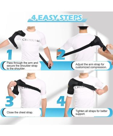 HOPPOLE Adjustable Shoulder Brace - Compression Support for Men and Women - Relieves Shoulder Injuries and Tendonitis - Black, One Size - Buy Online on GoSupps.com