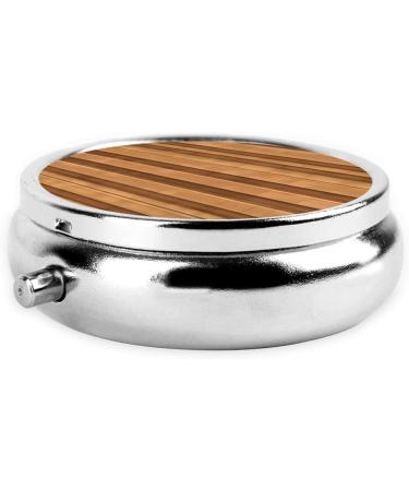 Original Wood Color Texture Round Pill Box - 3 Compartments Portable Organizer for Purse & Pocket | Travel Essential - Buy Online on GoSupps.com