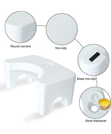 Ptanok Squatting Toilet Stool | 7 Height Non-Slip Footstool with Aromatherapy Box | Convenient & Compact | White - Buy Online on GoSupps.com
