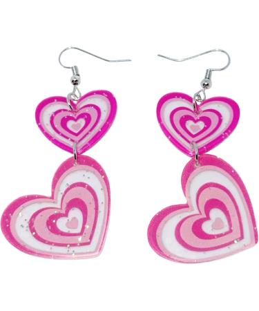 Buy Feylie Heart Earrings for Women | Hollow Glittering Cardiac Statement Earrings | Perfect Valentine's Day Gift | Light Acrylic Design - Buy Online on GoSupps.com