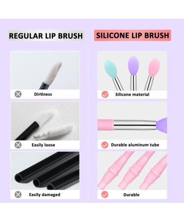 Buy Songaa Silicone Lip Brush Set (6 Pcs) - Best Lip Applicator Brushes for Gloss Mask & Cream - Mint Green Purple Dark Pink - Buy Online on GoSupps.com
