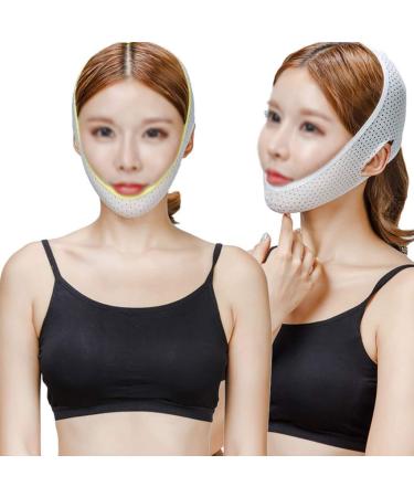 Perfect Face Lift Strap - Recovery Bandage & Sleep Mask for Facelifting - Yellow & White - Improve Your Beauty Routine! - Buy Online on GoSupps.com