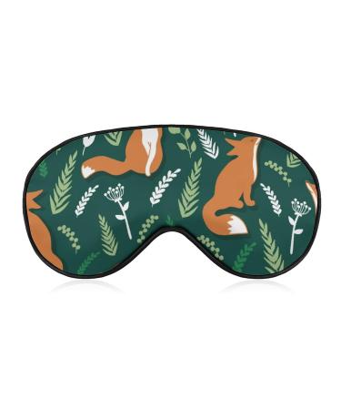 Foxes and Flowers Sleep Mask Eye Cover for Sleeping Blindfold with Adjustable Strap Blocks Light Night Travel Nap for Men Women