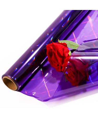 CMFYHM Iridescent Violet Cellophane Wrap Roll I 34 In Wide X 50 Ft Long I Colorful Cello Perfect For Baskets,Gifts, Treats,Birthday Holiday Wedding Floral, Party Arts Crafts Decoration (Violet)