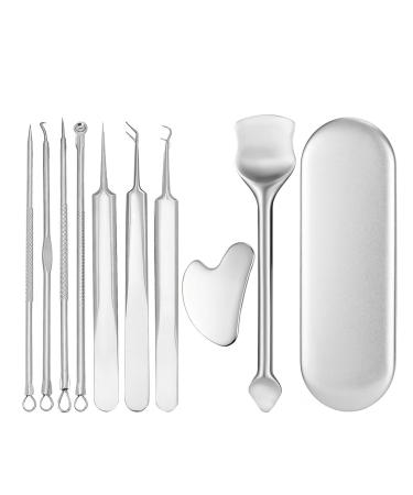 kisronda Blackhead Remover Tool Kit | Multipurpose Stainless Steel Comedone Extractor Tool Set Acnes Extractor Remover Tool Pimple Popping Tool Kit with Portable Case | for Facial Nose Cleaner