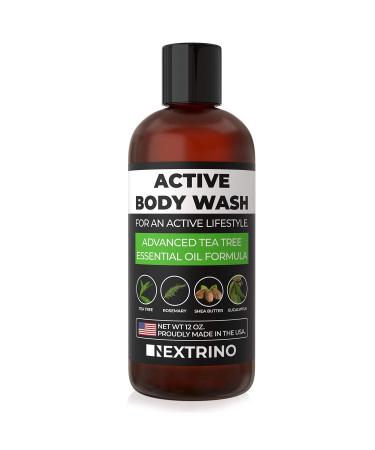 Tea Tree Oil Body Wash - USA Made Liquid Shower Gel Soap for Body Face Nails Feet and Sensitive Skin - Cleanse with Natural Essential Oils (12oz Bottle)