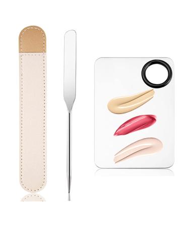 Korean Makeup Spatula Picasso Makeup Spatula Korean Foundation Spatula Korean Professional Korean Spatula and Makeup Mixing Palette (Rectangle) Korean Spatula+Palette(M)+Leather Cover
