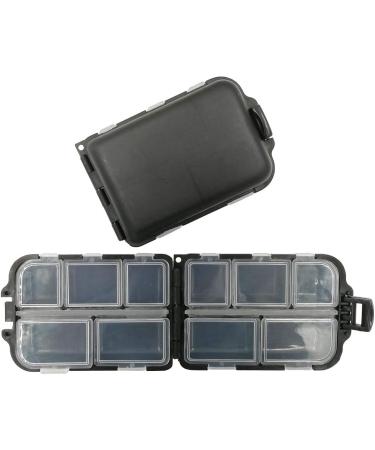 2x Small Hard Fishing Tackle Box - 10 Compartment Portable Case for Hooks, Lures, Baits - Black - Buy Online on GoSupps.com