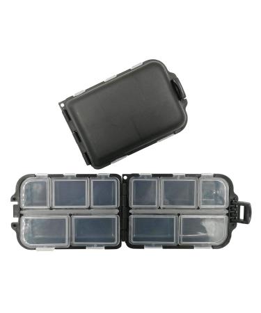 2x Small Hard Fishing Tackle Box Portable Case Hooks Lure Baits Storage Box Containers For Storing Swivels Jigs Hooks Sinker,10 Compartments (Black) - Buy Online on GoSupps.com