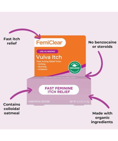FemiClear Organic Vaginal Itch Relief Ointment - 0.85 Oz | External Itch Relief | Feminine Hygiene & Health Cream - Buy Online on GoSupps.com