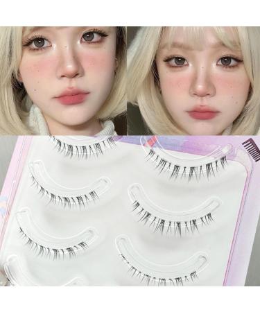 Okdeals 5 Pairs Thai Style Lower Lashes 3D Natural Look Manga Lashes with Soft Clear Band Thai Short Bottom Eyelashes Cosplay Anime Lashes Little Devil Lash Beauty Eye Extension Tools Lower Eyelash - 5 Pairs