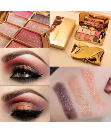 Gold Shimmer Eyeshadow Palette - 10 Sparkly Colors, Highly Pigmented, Long Lasting & Waterproof - Professional Neutral Smoky Eye Palette - Buy Online on GoSupps.com