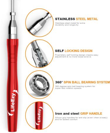 High Speed Weighted Jump Rope - Premium Quality Tangle-Free - Red - Buy Online on GoSupps.com