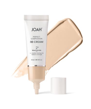 JOAH Beauty Perfecting BB Cream with Hyaluronic Acid and Niaciminade Korean Makeup with Medium Buildable Coverage Evens Skin Tone Lightweight Semi Matte Finish Fair with Warm Undertones