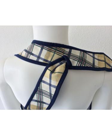 PFLEGE POINT Waterproof Dining Apron for Adults - Blue-Beige Clothing Protector with Snap Fastener | International Shipping Available - Buy Online on GoSupps.com