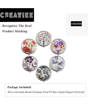 Buy 6Pcs Elegant Pill Box Case - Portable CREATIEE-PRO Medicine Organizer for Travel | Fashionable & Practical Vitamin Holder (6 Patterns 1.6 Inches - Buy Online on GoSupps.com