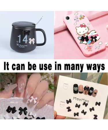 300Pcs Bow Nail Charms Black and White Cute 3D Butterfly Tie Resin Pearls Acrylic Nail Rhinestone Valentines Christmas Decoration for Women Girls Mobile Phone Scrapbooks Envelope Cards Making black and white butterflies - Buy Online on GoSupps.com