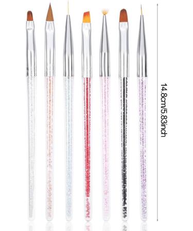 ANKROYU 7 Nail Art Pens Nail Art Brushes Nail Art Uv Gel Polishing Extension Pen with Glitter Handle Sculpting Brush Base Brush Flower Painting Brush for DIY Nail Art Designs - Buy Online on GoSupps.com