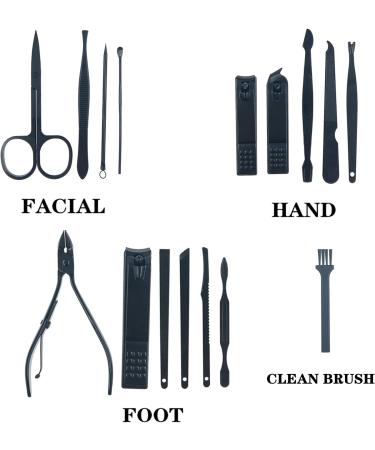 ZHIYE 16 Pcs Stainless Steel Nail Clippers Set - Professional Grooming Pedicure Kit with Manicure Tools in Black - Buy Online on GoSupps.com