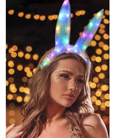 Zoestar Light Up Bunny Headband Led Glow Rabbit Ear Hair Bands Bunny Cosplay Costume Headwear for Women - Buy Online on GoSupps.com