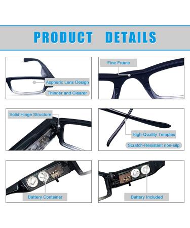LED Lighted Reading Glasses with Magnifying Lens for Nighttime Reading - Buy Online on GoSupps.com