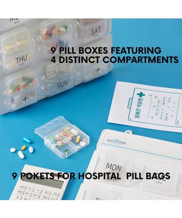Monthly Pill Organizer 28 Days | 9 Compartment Pillbox for Medicine Vitamins & Supplements - Wall-Hangable & Versatile - Buy Online on GoSupps.com