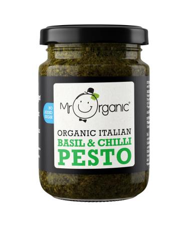 Mr Organic - Organic NAS Basil & Chilli Pesto 130g (Pack of 6) - Non GMO & Preservative Free - Gluten Free & Vegan - for Healthy Home Cooking - Buy Online on GoSupps.com