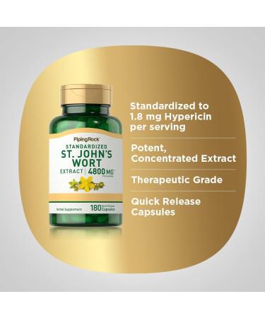 Piping Rock St. John's Wort Capsules | 180 Pills | Extract Supplement for Women and Men | Non-GMO Gluten Free - Buy Online on GoSupps.com