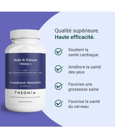 Theonia Omega 3 Pure Fish Oil 2000mg with Vitamin E - Supports Heart Joints Brain Activity & Immune System - For Men & Women - 60 Capsules Non-GMO - Buy Online on GoSupps.com