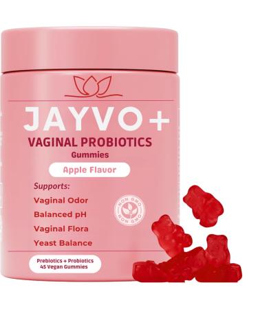 JAYVO Vaginal Probiotic - Supports Vaginal pH Balance, Odor & Yeast Control Vegan, Gluten-Free, Non-GMO Daily Supplement for Feminine Hygiene & UTI Prevention (Gummies, Apple)