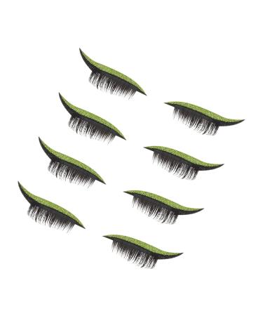 Beaupretty 4Pairs false eyelash stickers shiny eyeliner stickers eyeliner and eyelash stickers Girl Makeup Eyelashes reusable eyeliner sticker green tape false eyelashes fan plastic manual Army Green