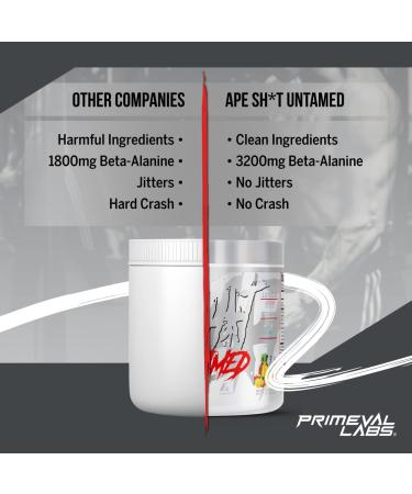Primeval Labs Ape Untamed Pre Workout Energy Drink Powder - Mango Pineapple Flavor | Nitric Oxide Booster with L-Citrulline & Beta Alanine | Enhanced Pump & Focus - 40 Servings - Buy Online on GoSupps.com