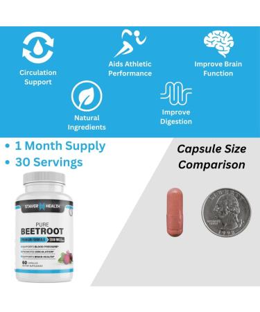 Organic Pure Beetroot Capsules 1300 mg - Boost Nitric Oxide & Cardiovascular Health | Non-GMO Vegan Gluten-Free (60 Count - Buy Online on GoSupps.com