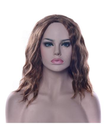 Fouriding Wig Short Curly Wave Women Bob Hair Wigs for Ladies Halloween Cosplay Party Anime Carnival Costume (Light Brown)