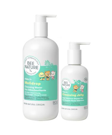 bee nature Bee Nature - Organic Cleansing Water for Children 500ml - No Rinse - Gentle Shower Gel 200ml - 100% Biodegradable and Recyclable.